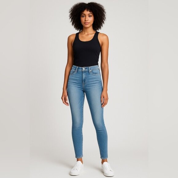 7 For All Mankind b(air) High Waist Skinny Jeans Size 27 Blue - Picture 1 of 10